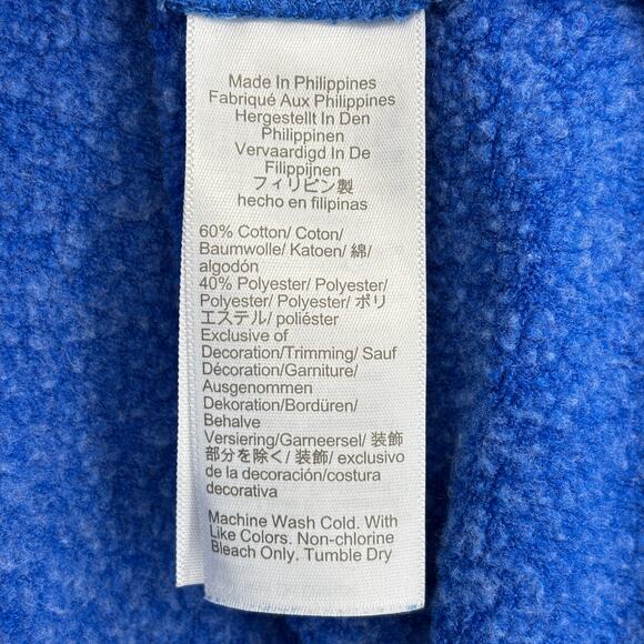 J. Crew Fleece Sweatshirt Size XL Blue Button Mock Neck Pullover Raglan Sleeve - Picture 11 of 11